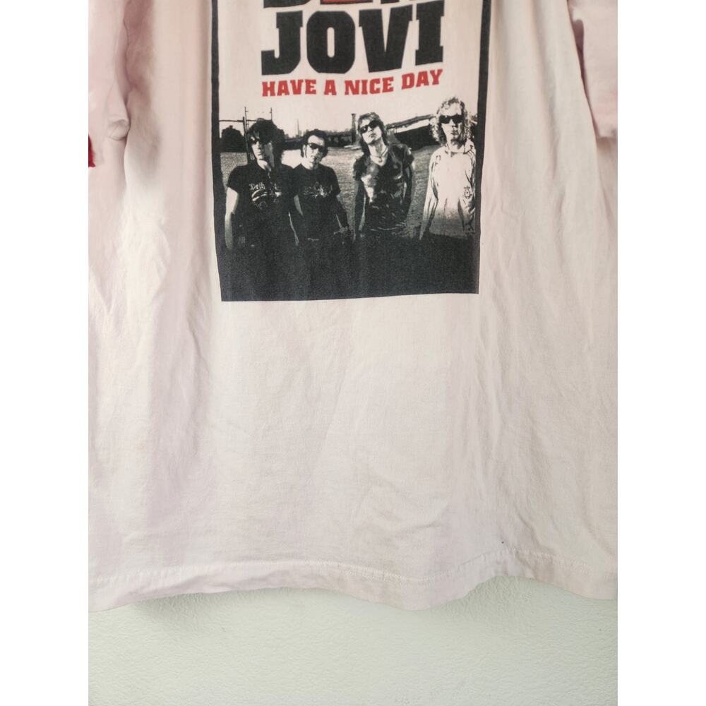 Bon Jovi T-Shirt Ringer Unisex Large 2005 Tour White Red - Picture 4 of 7